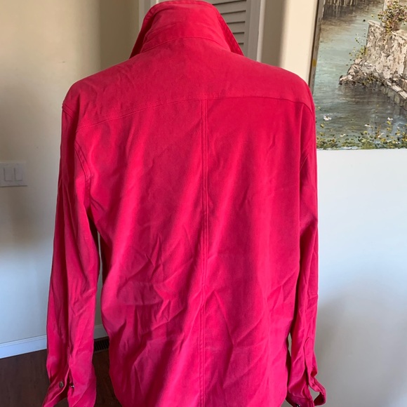 Pretty in pink ultra suede snap button blouse, in like new condition. - Picture 4 of 6